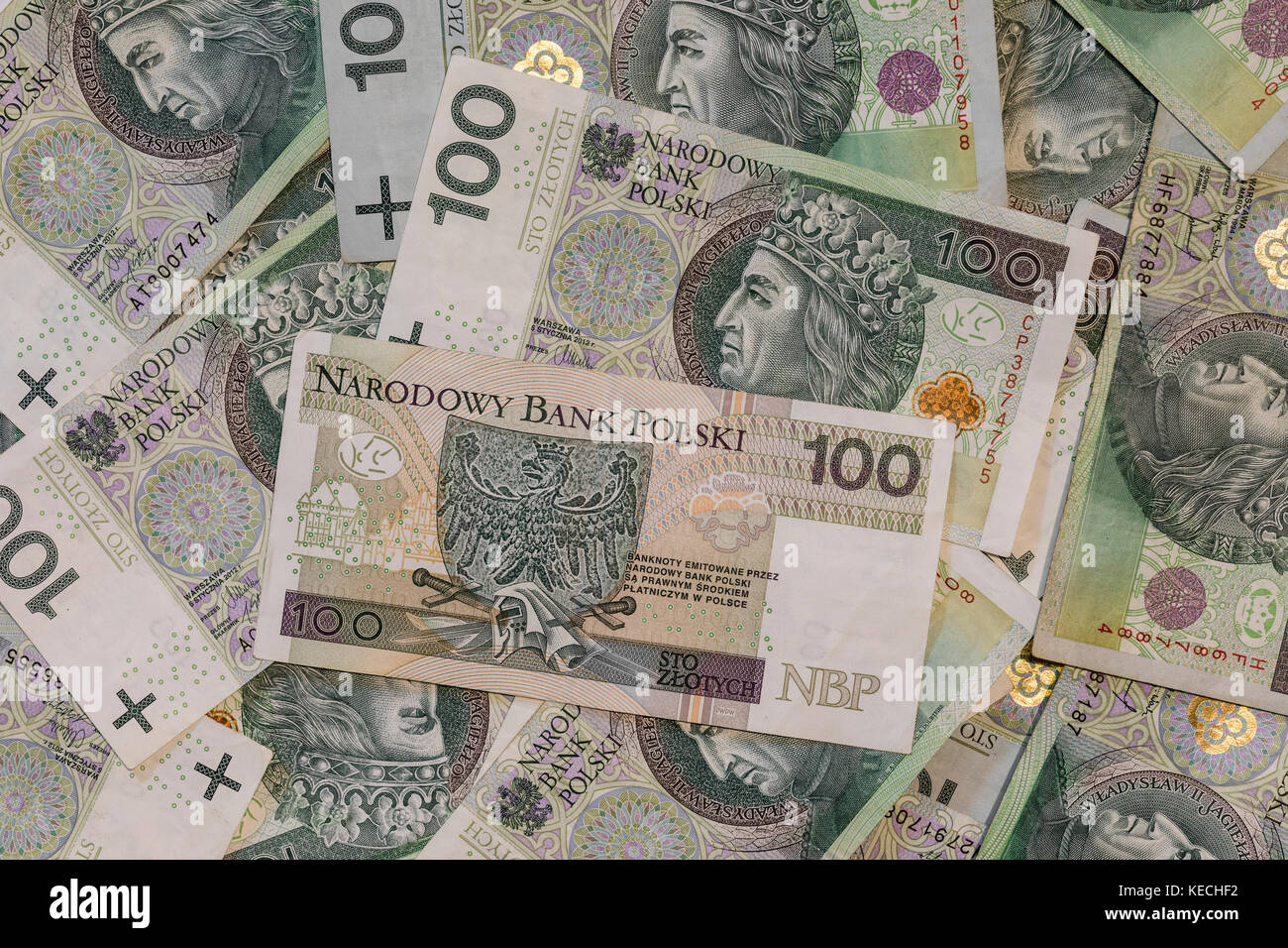 Polish currency banknotes as a background 100 zl Stock Photo Alamy