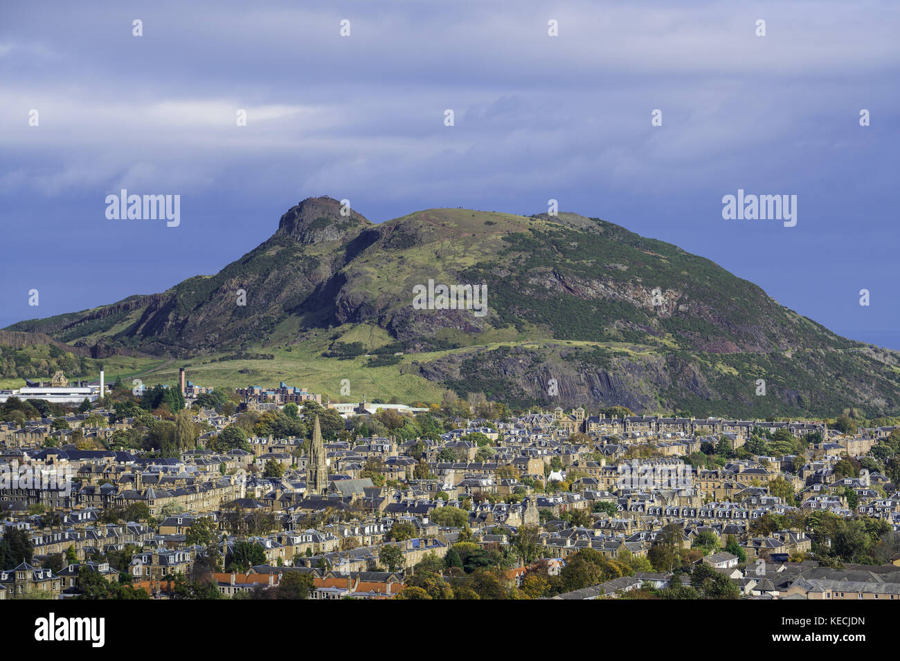 View of Arthur's Seat hill overlooking Edinburgh, Scotland, United Kingdom Stock Photo