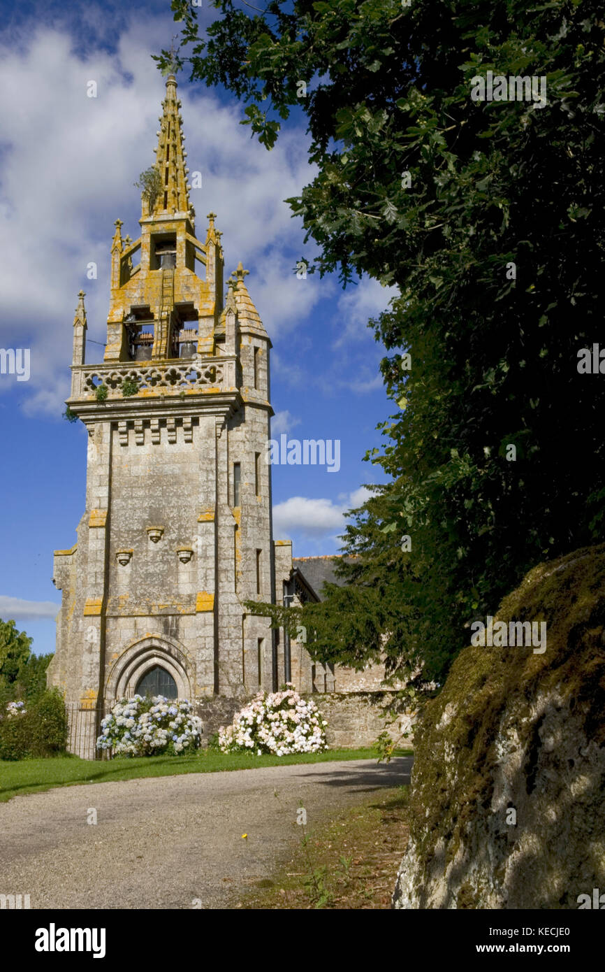 The unusual church tower at St-Connan, Côtes-d'Armor, Brittany, France Stock Photo