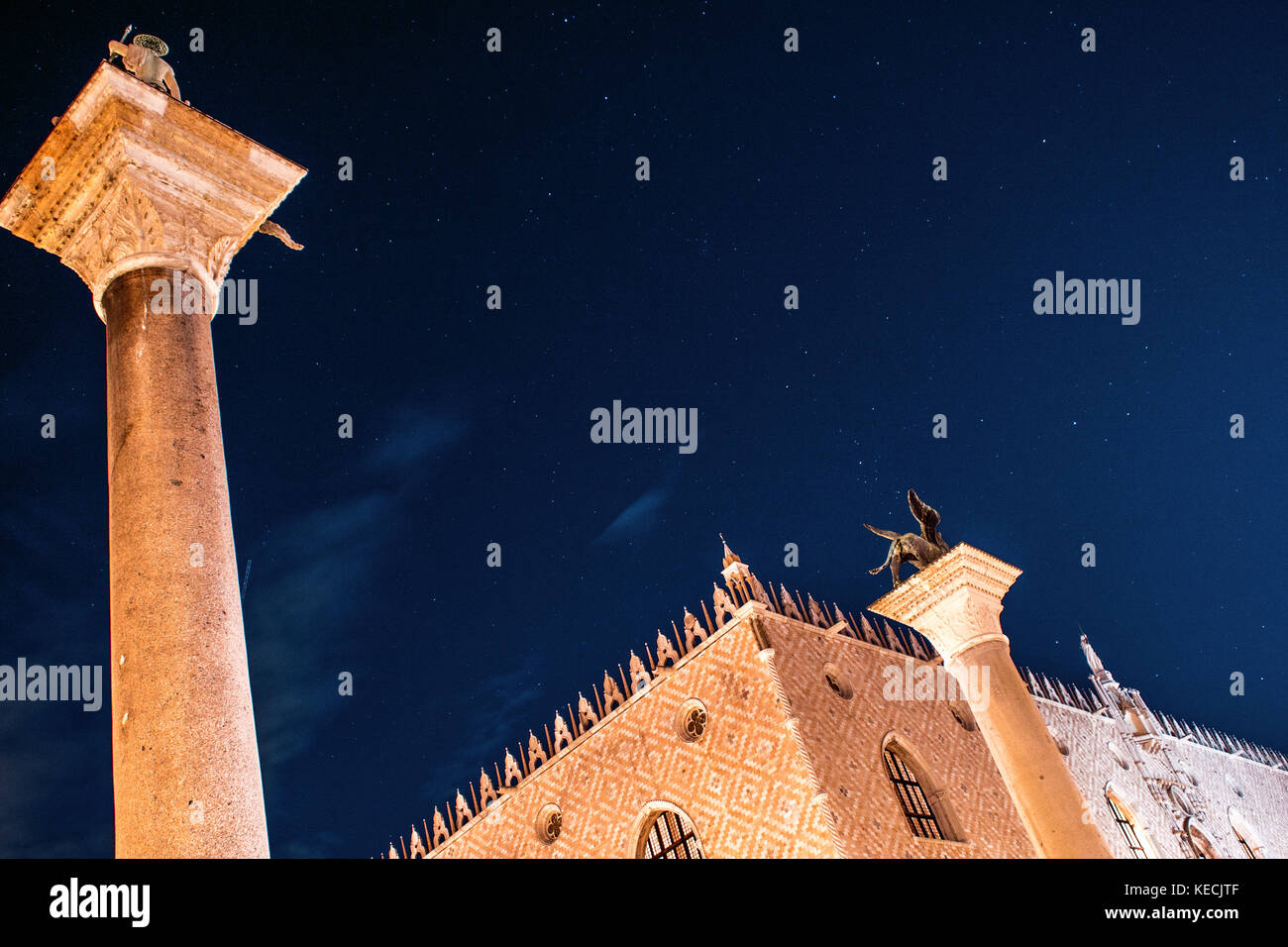 Columns of St. Mark and St. Theodore, under the stars Stock Photo - Alamy
