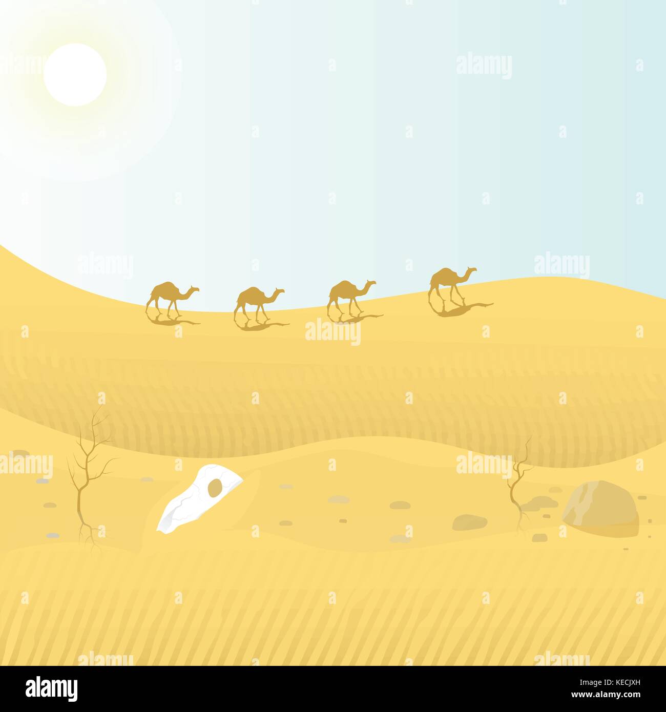 desert landscape caravan of wandering in the wilderness Stock Vector