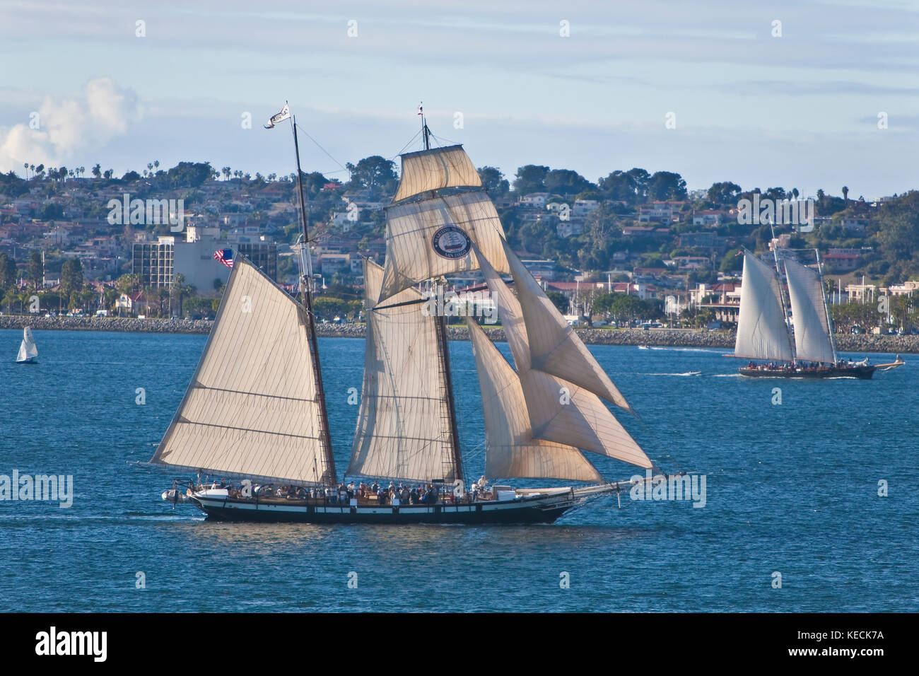 Tall Sailing Ships Californian and Lynx under full sail on San Diego