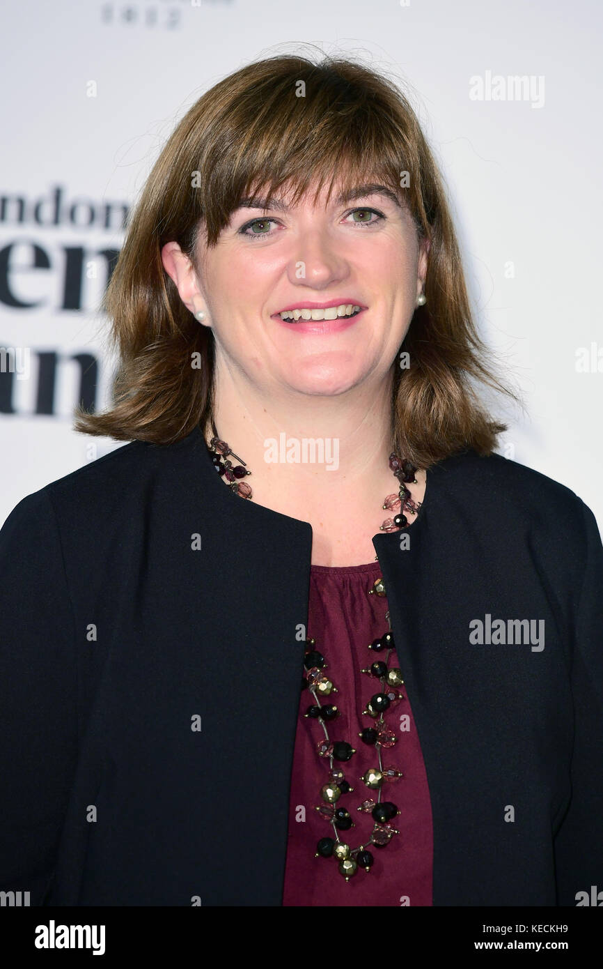 Nicky Morgan at the London Evening Standard's annual Progress 1000, in partnership with Citi and sponsored by Invisalign UK held in London. PRESS ASSOCIATION Photo. Picture date: Thursday October 19, 2017. Photo credit should read: Ian West/PA Wire Stock Photo