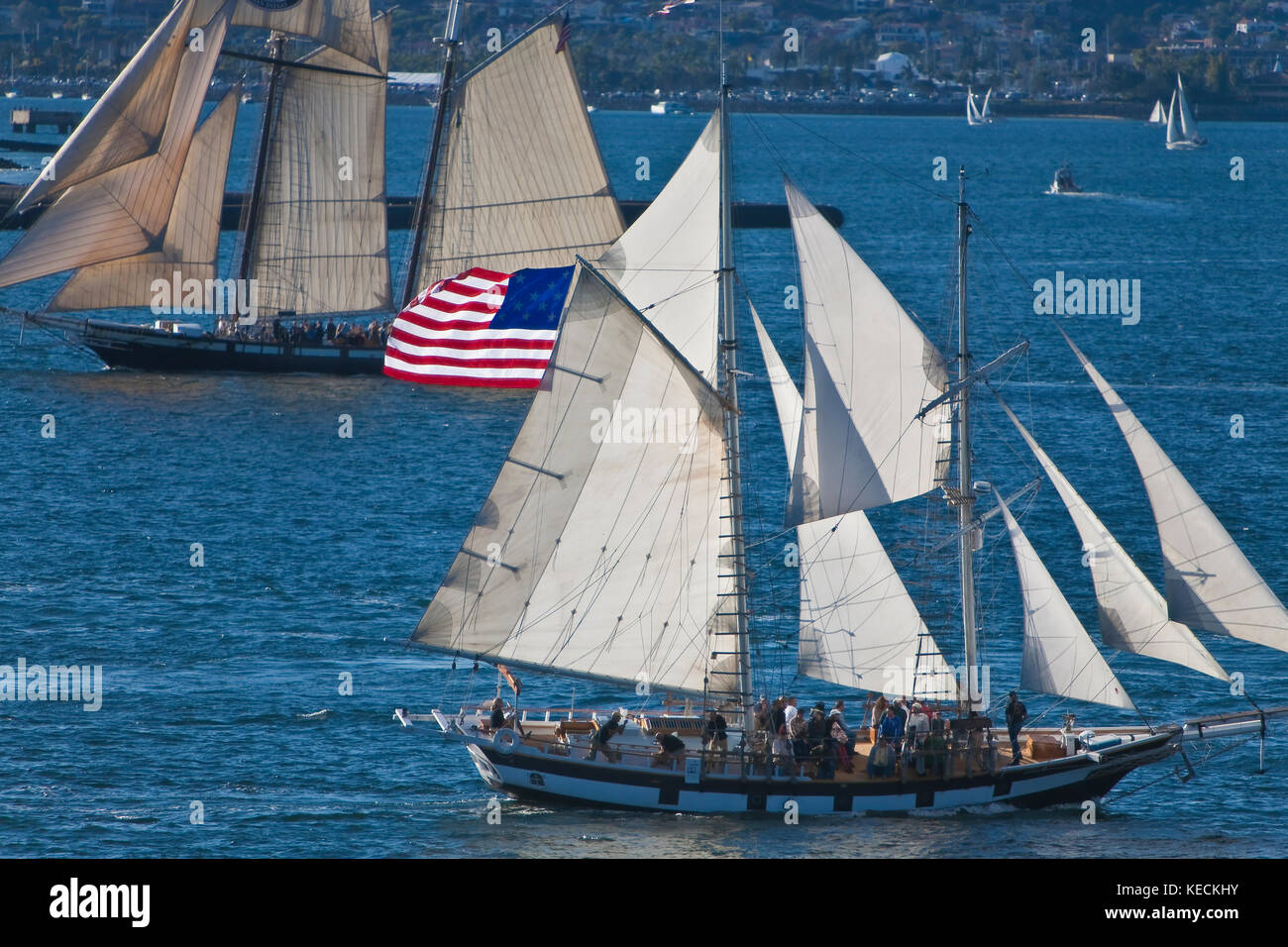 Tall Sailing Ships Amazing Grace and Californian under full sail on San ...