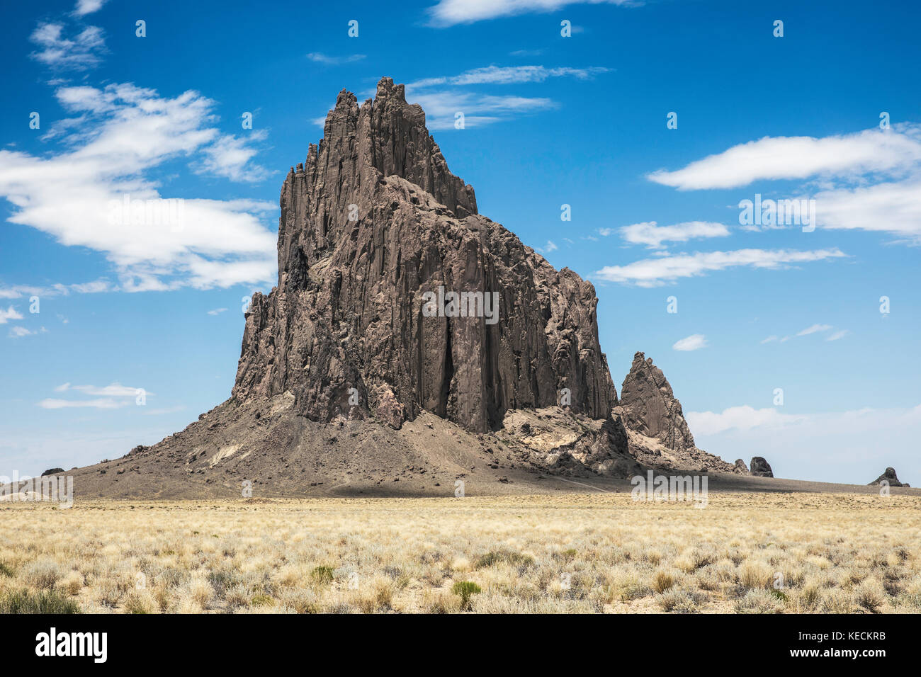 Shiprock is a classic example of a volcanic plug, New Mexico, USA Stock Photo