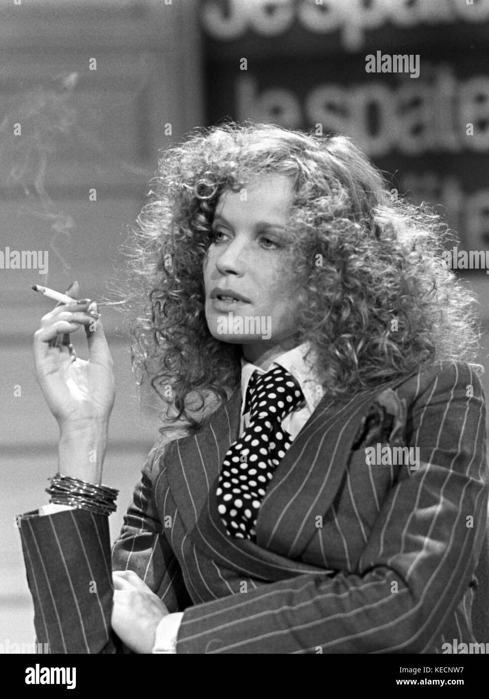 Germany's first supermodel Veruschka Duchess Lehndorff attended a local television show hosted by Hansjuergen Rosenbauer on 15 January 1975. | usage worldwide Stock Photo