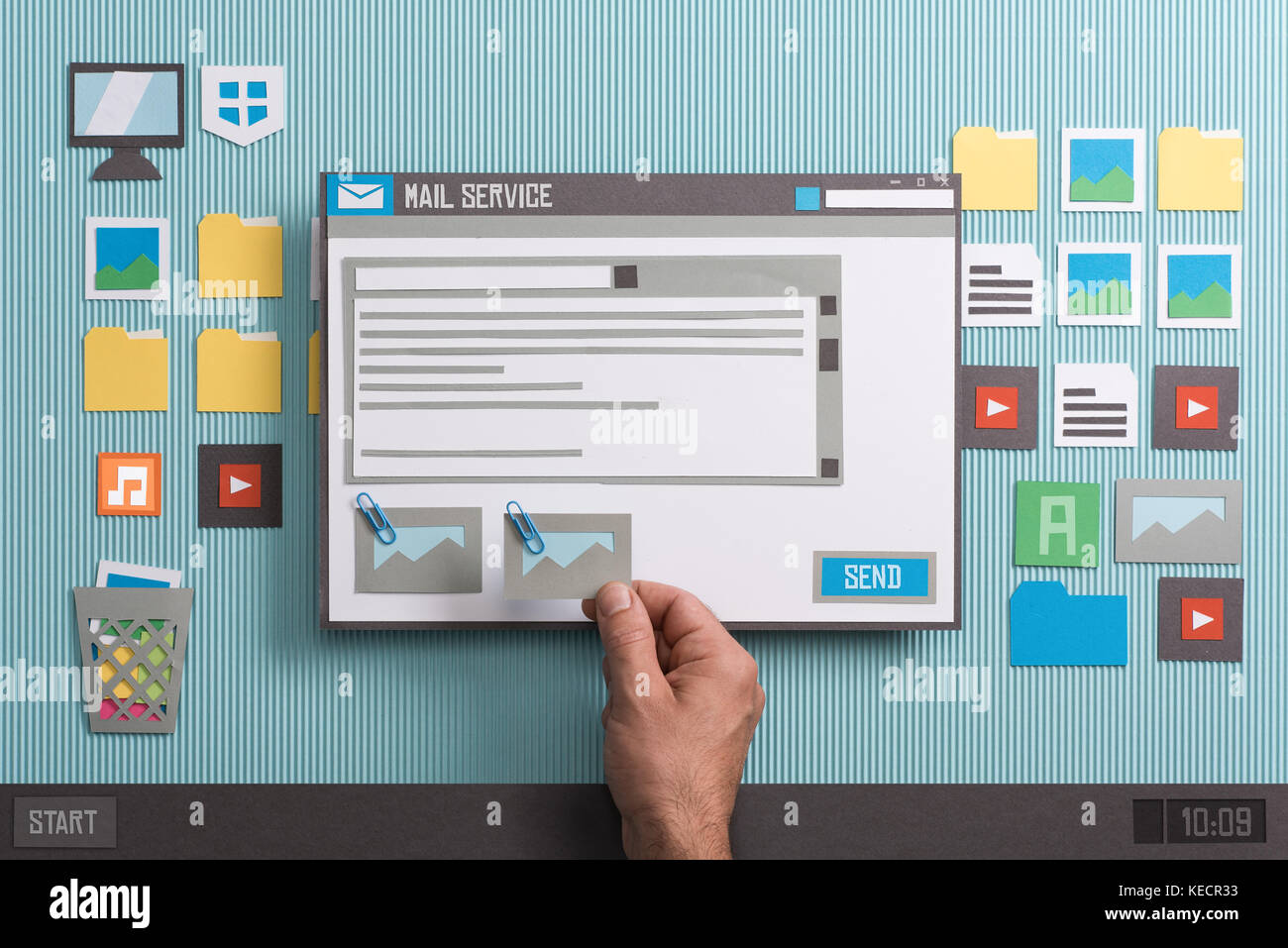 User writing emails and attaching files using an email client