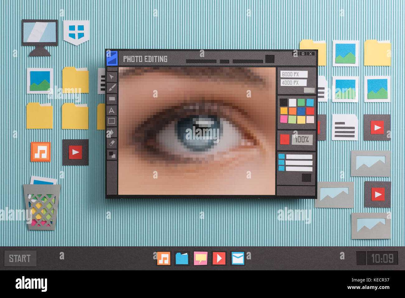 Pictures editing and image retouching using a photo editor, pixels