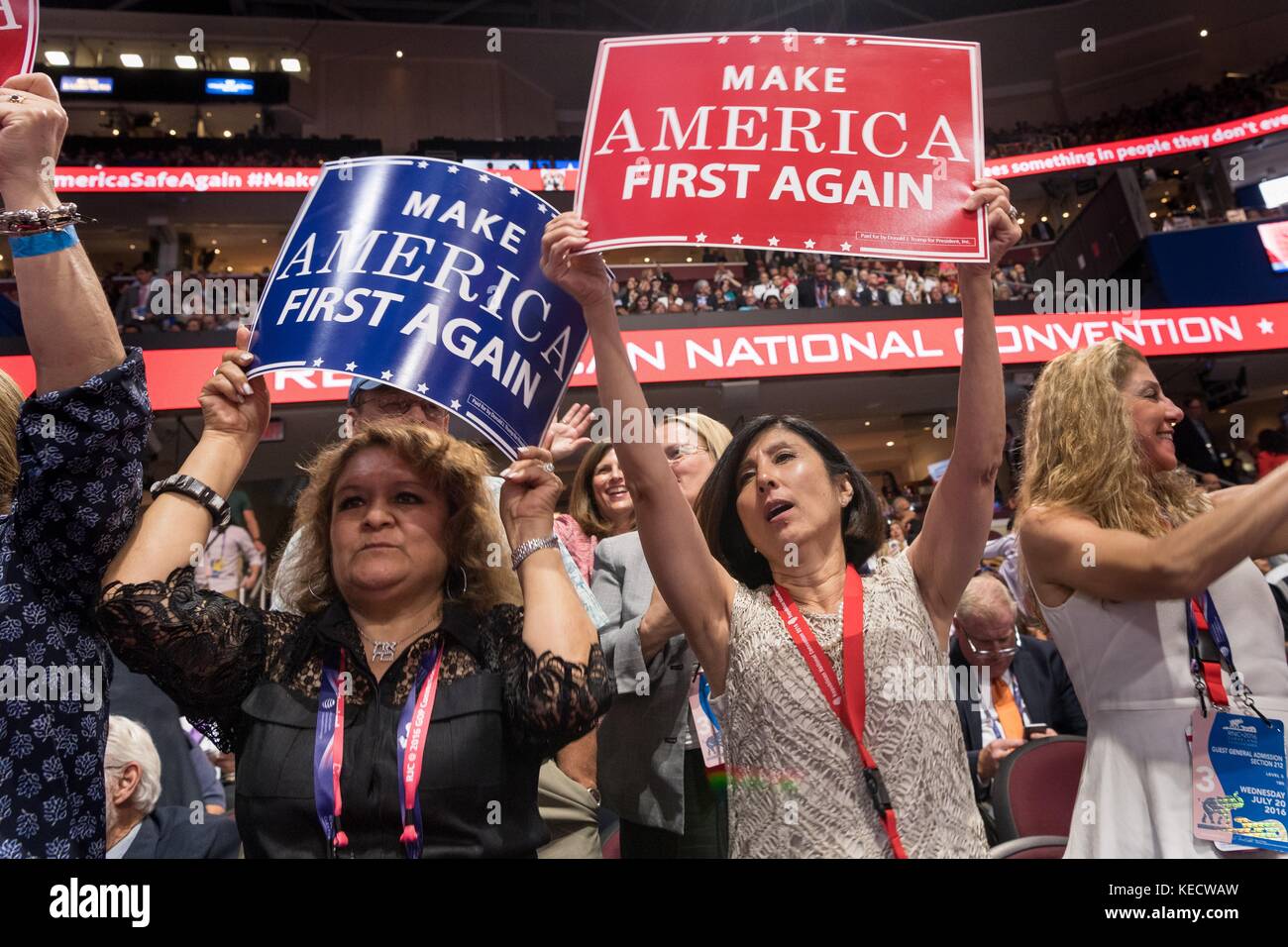 Gop Delegates Cheer During The Republican National Convention July 20 2016 In Cleveland Ohio