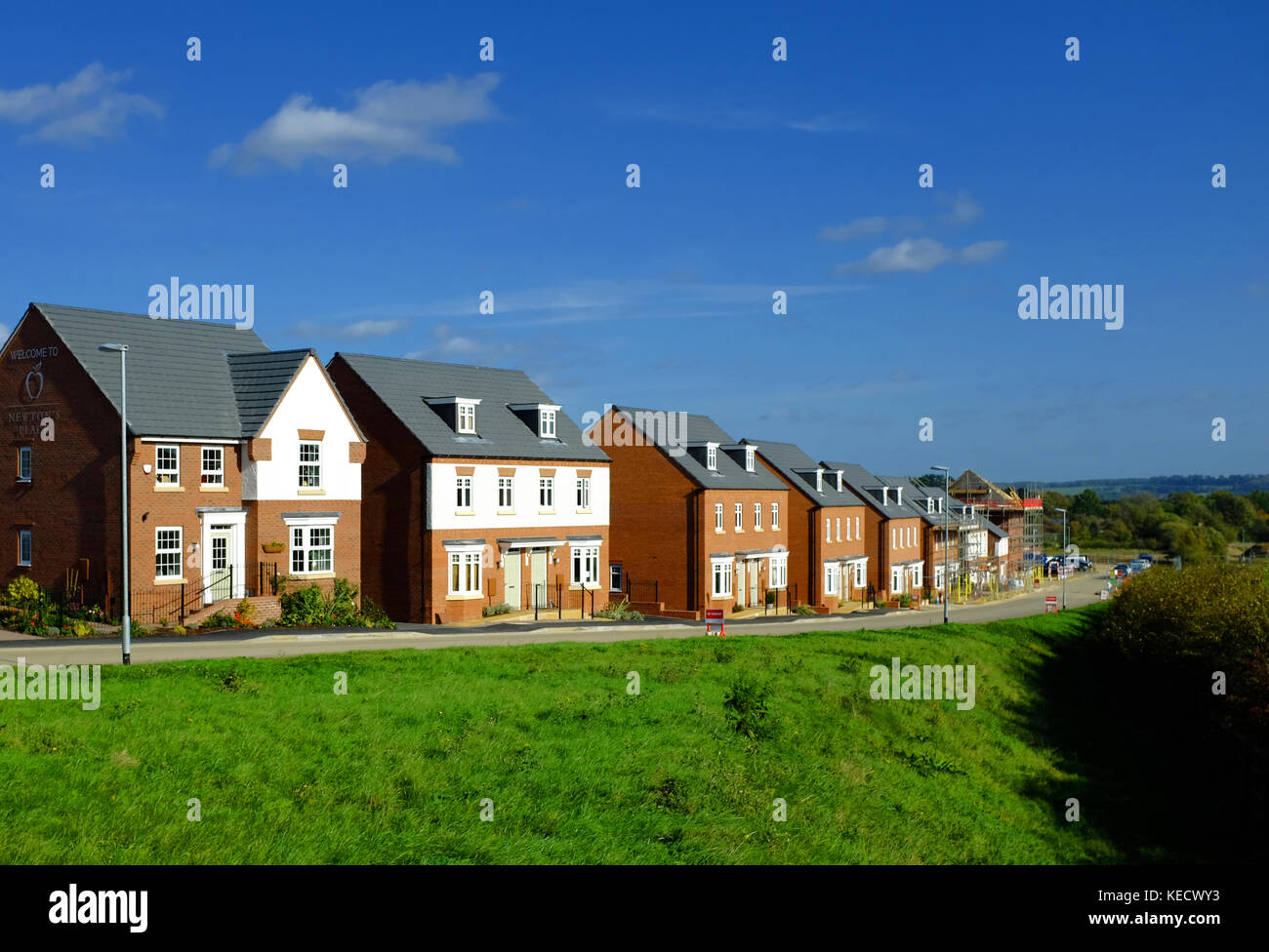 Row of houses being readied for sale, Grantham, Lincolnshire, England, UK Stock Photo