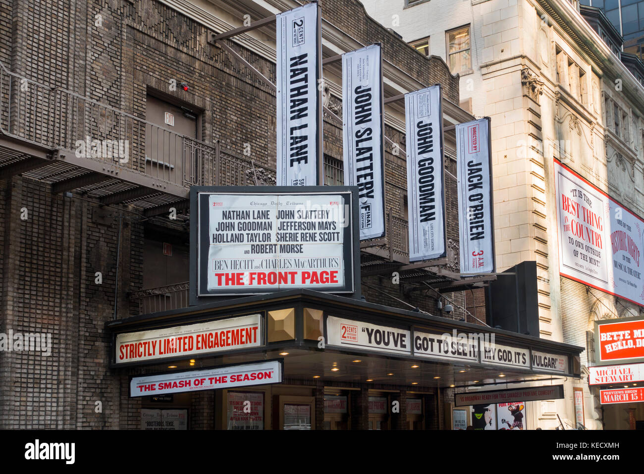 Front Page theater marquee NYC Stock Photo