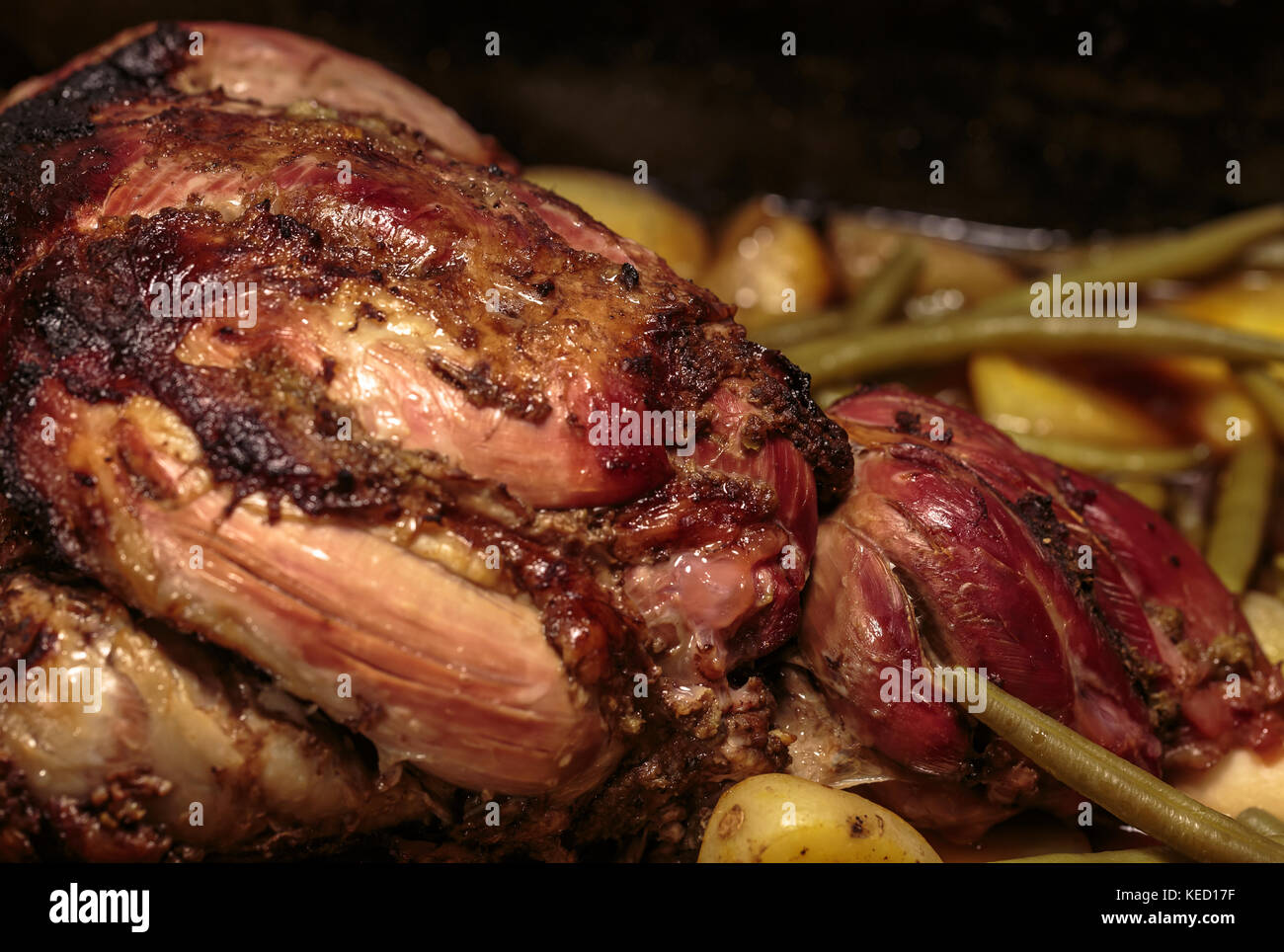 Roast Leg of Lamb Stock Photo