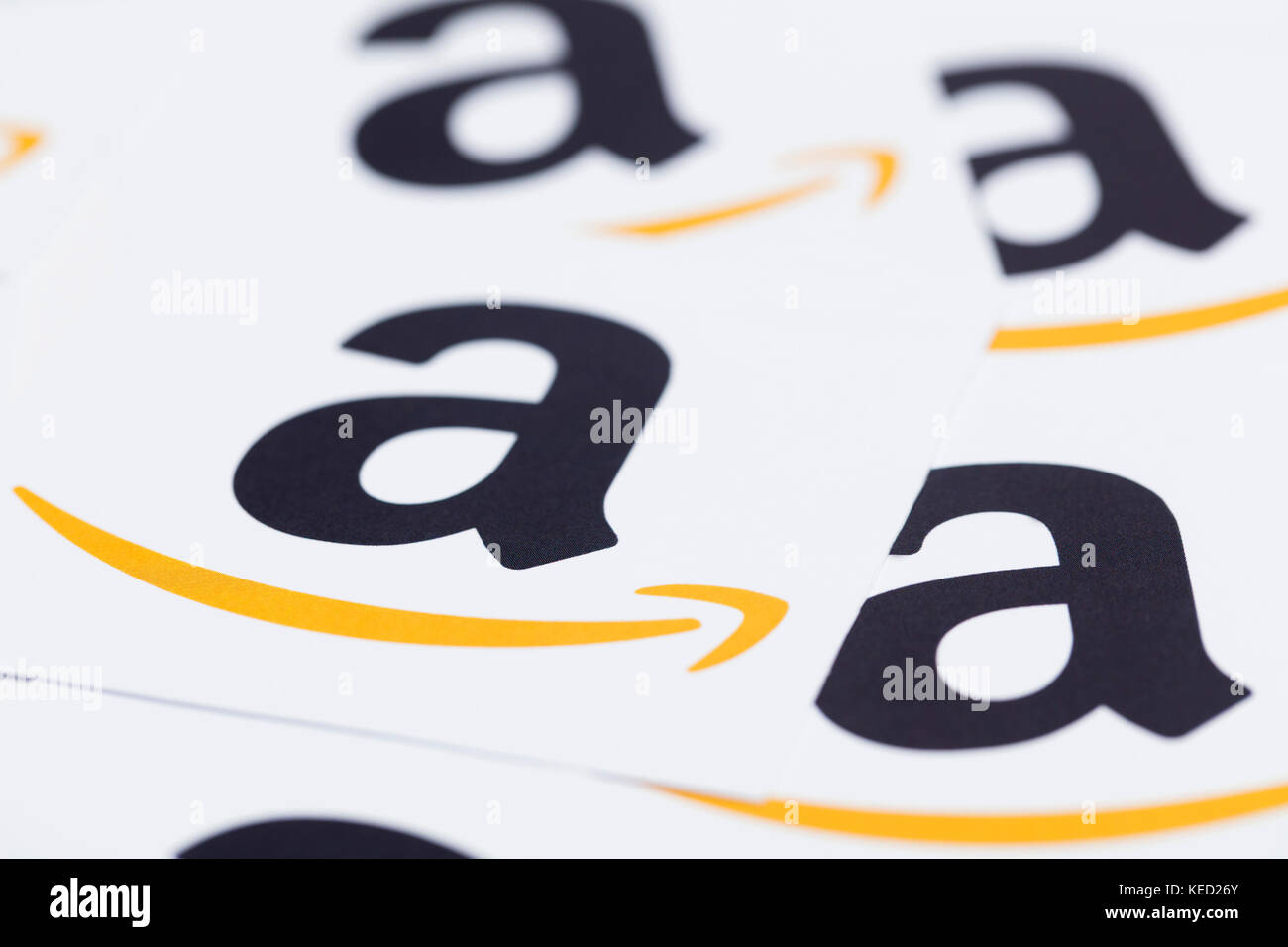 Amazon logo printed onto paper. Amazon is the largest online retailer
