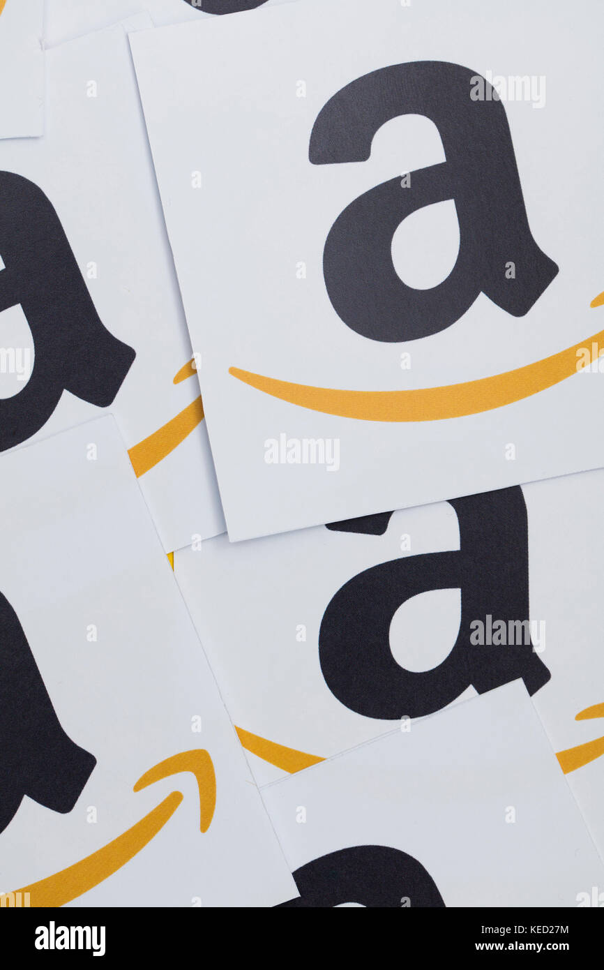 Amazon logo printed onto paper. Amazon is the largest online retailer