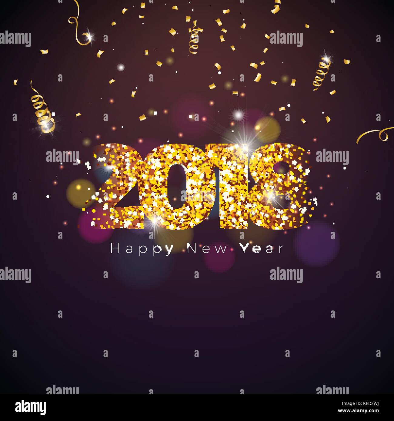 Vector Happy New Year 2018 Illustration on Shiny Lighting Background ...