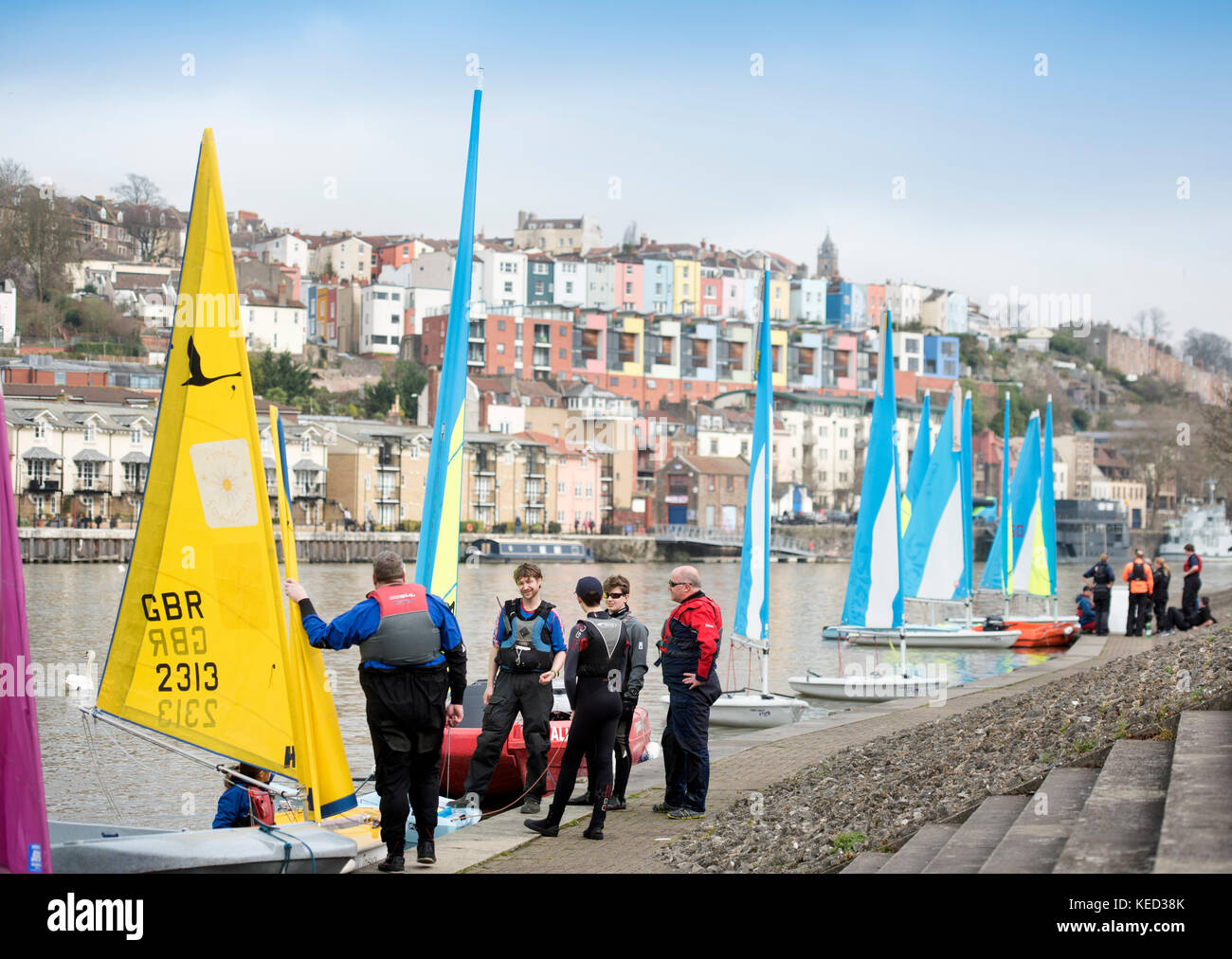 Sailing dinghies in Bristol Marina UK Stock Photo Alamy