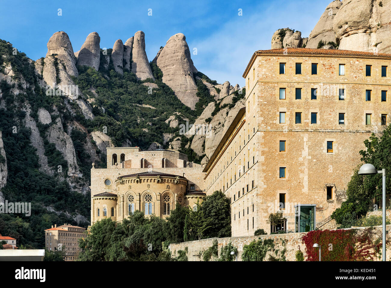 Santa Maria de Montserrat Abbey, Monistrol de Montserrat,  Catalonia, Spain. Stock Photo