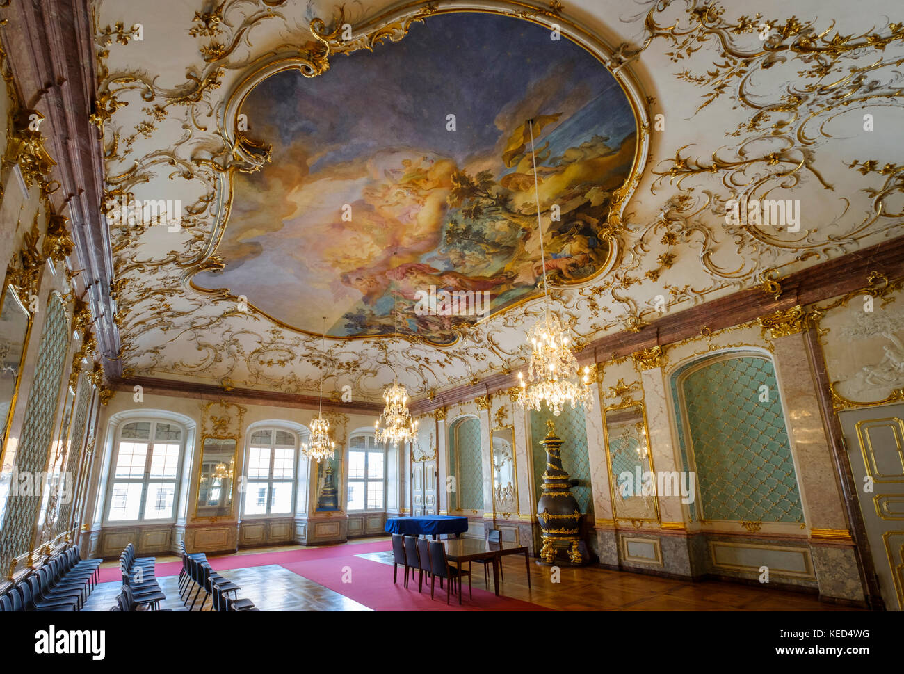 Hall of Mirrors, Residence Eichstätt, Altmühltal, Upper Bavaria, Bavaria, Germany Stock Photo