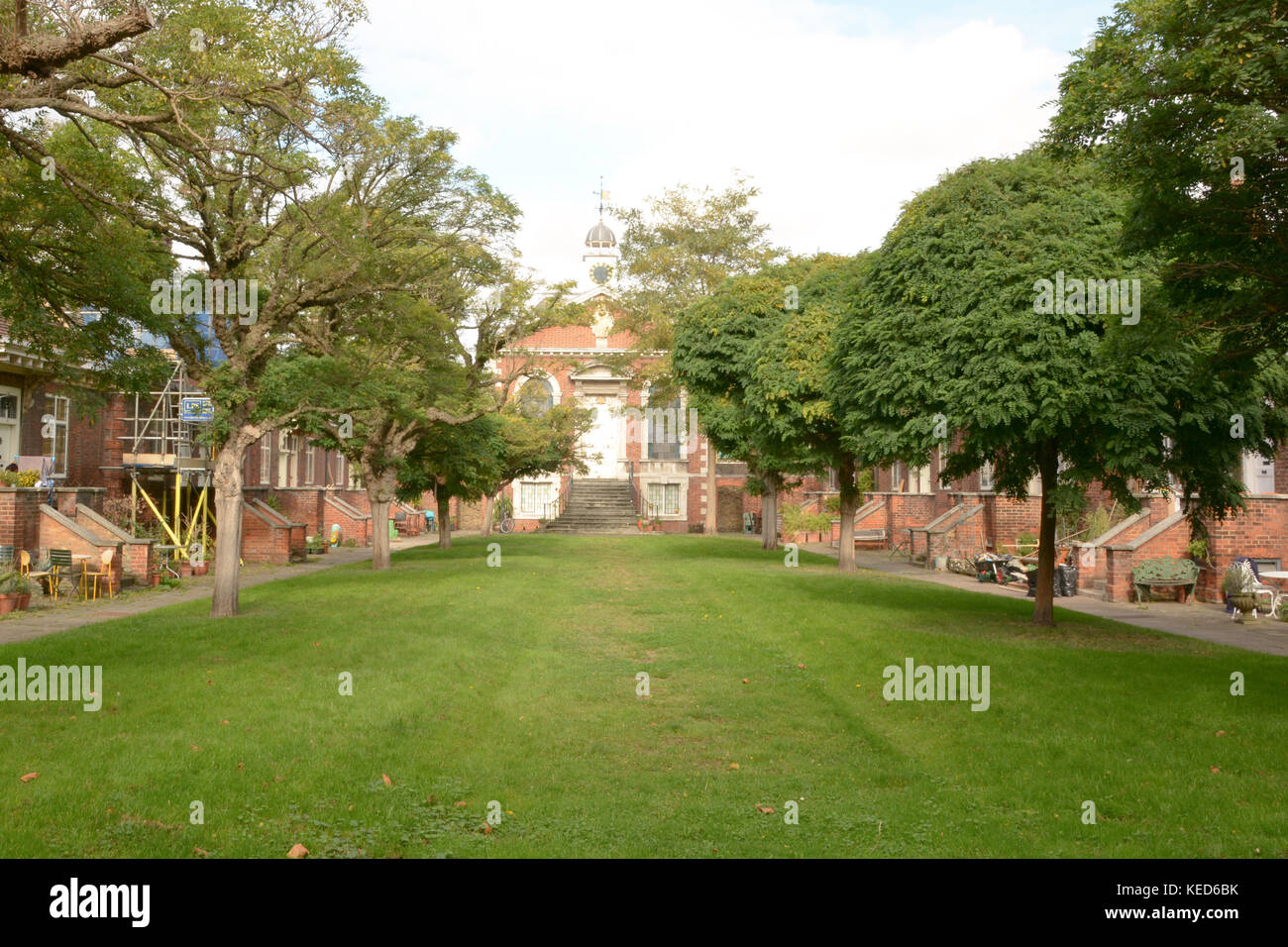 Trinity Green Almshouses on Mile End Road in Whitechapel London England Stock Photo