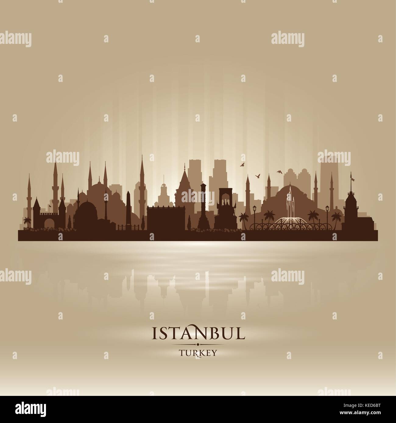 Istanbul Turkey city skyline vector silhouette illustration Stock Vector