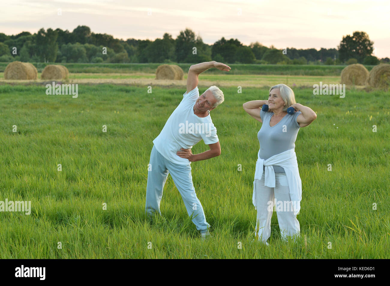 senior couple doing exercises Stock Photo - Alamy