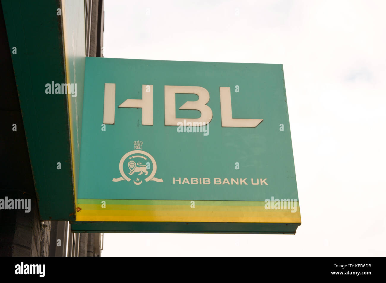 HBL Habib Bank UK sign outside branch Stock Photo