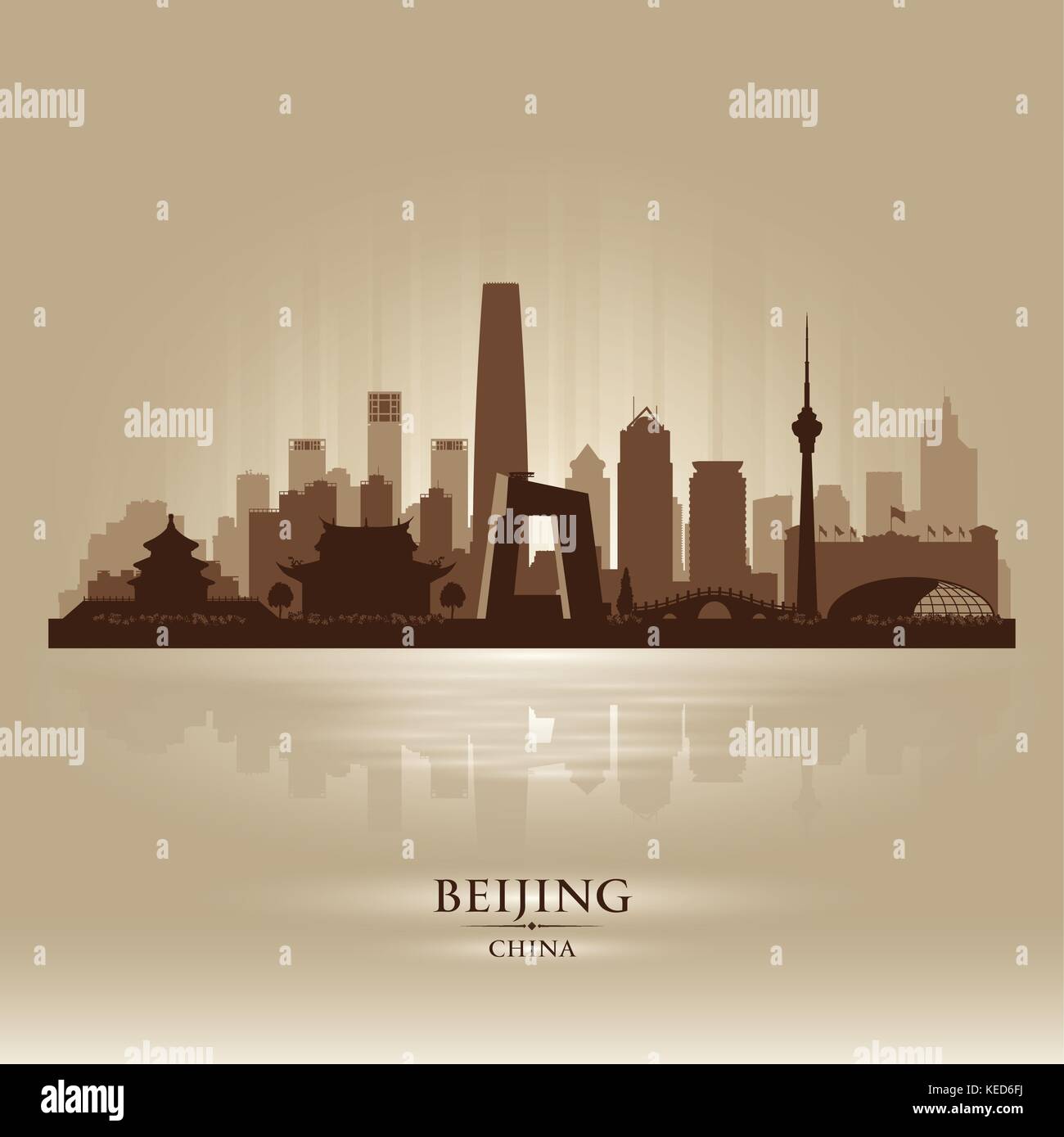 Beijing city skyline vector silhouette hires stock photography and