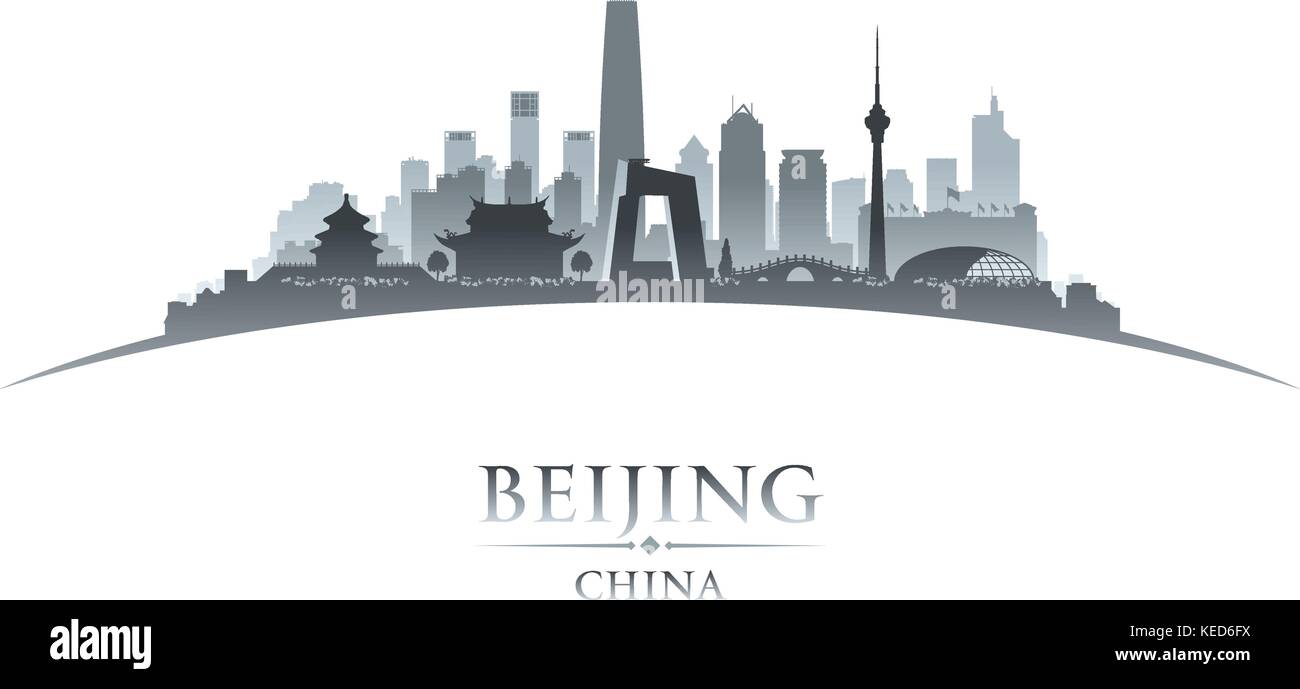 Beijing China city skyline silhouette. Vector illustration Stock Vector