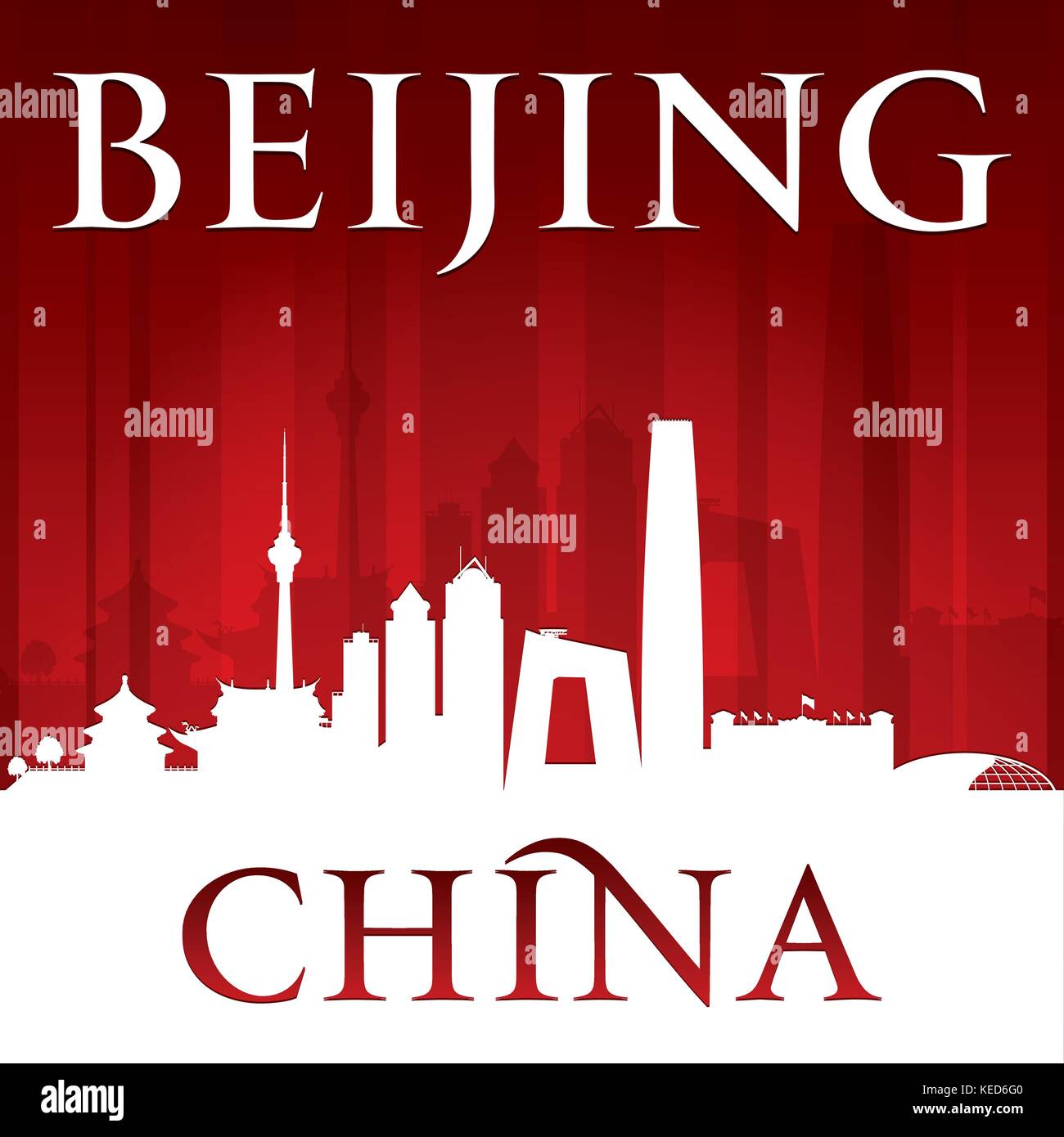 Beijing China city skyline silhouette. Vector illustration Stock Vector