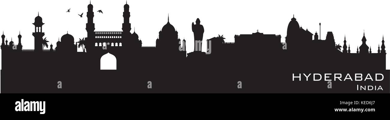Hyderabad India skyline Detailed vector silhouette Stock Vector