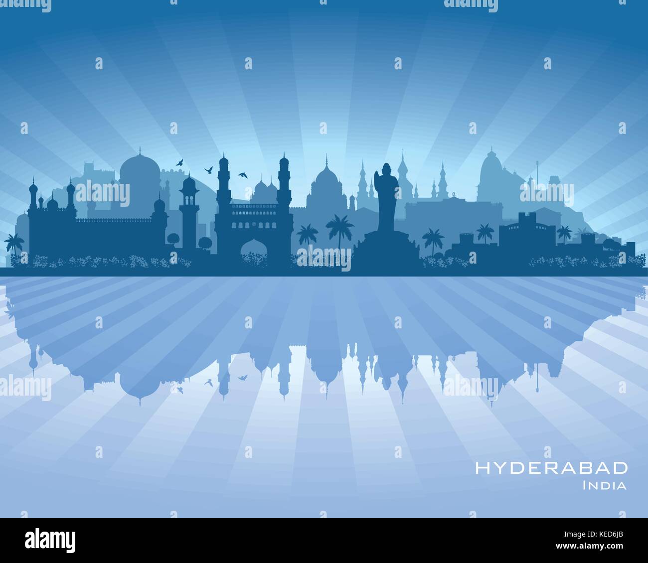 Hyderabad India city skyline vector silhouette illustration Stock Vector