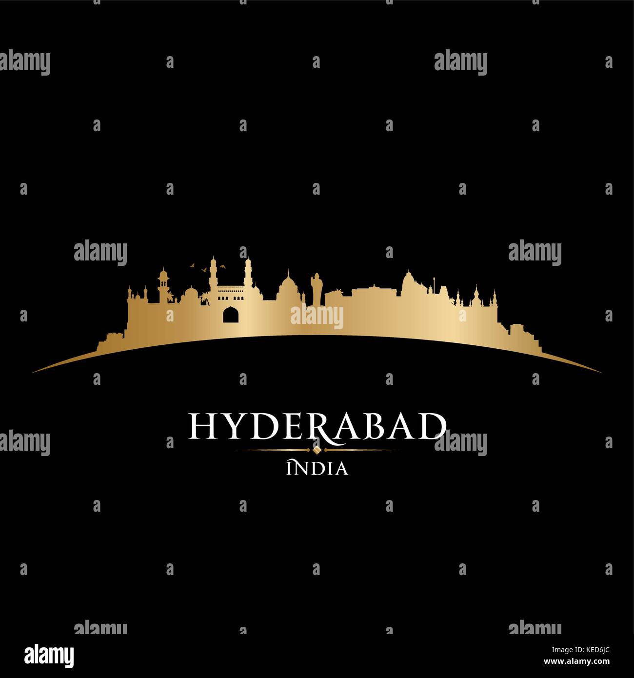 Hyderabad India city skyline silhouette. Vector illustration Stock Vector