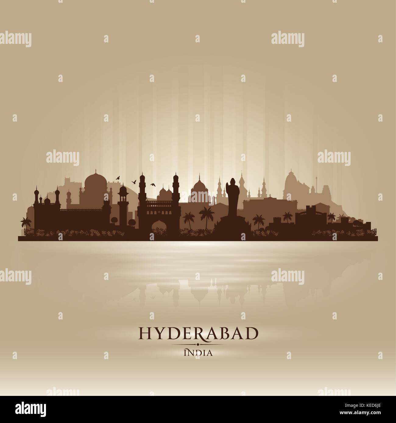 Hyderabad India city skyline vector silhouette illustration Stock Vector