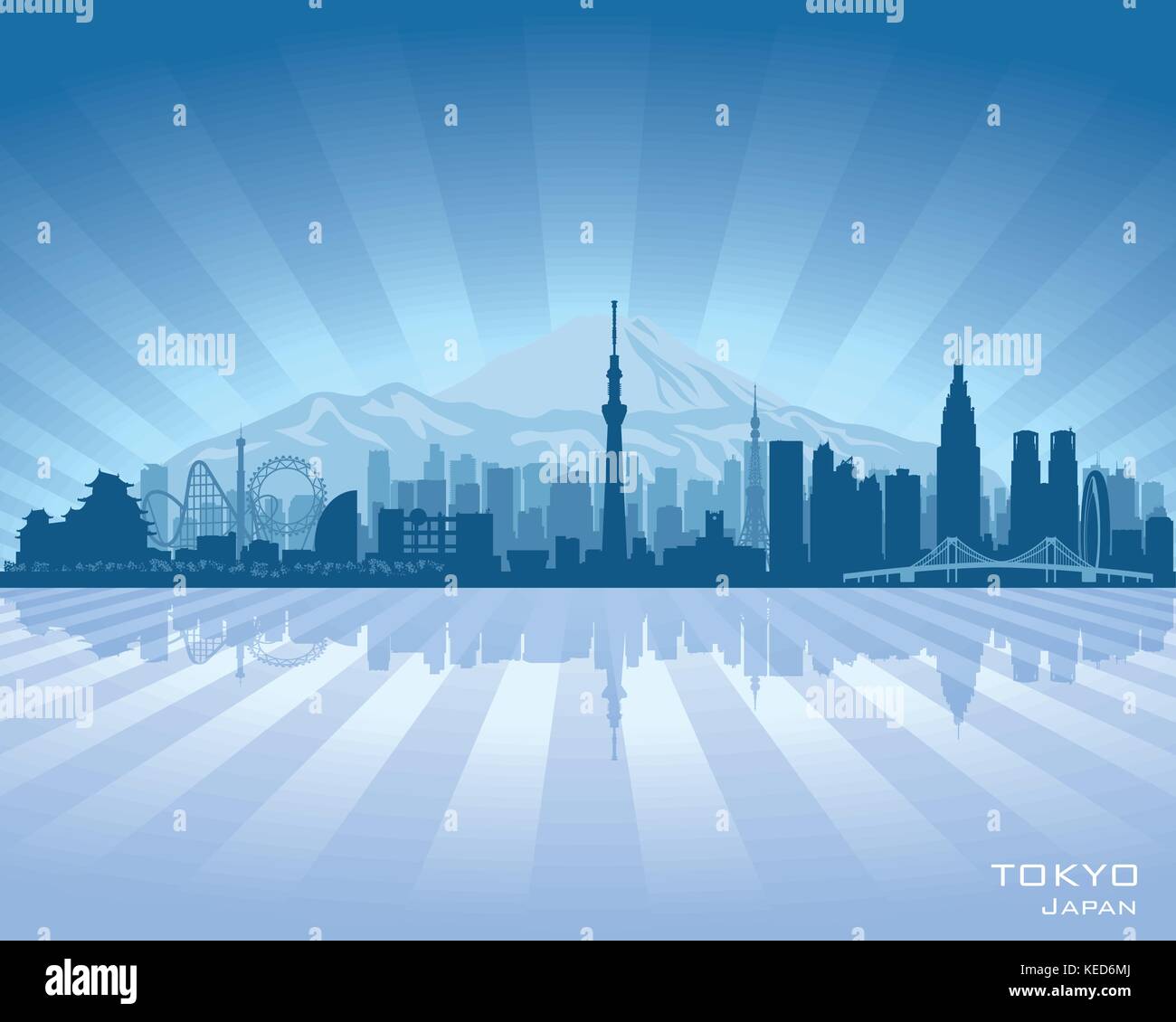 Tokyo Japan city skyline vector silhouette illustration Stock Vector