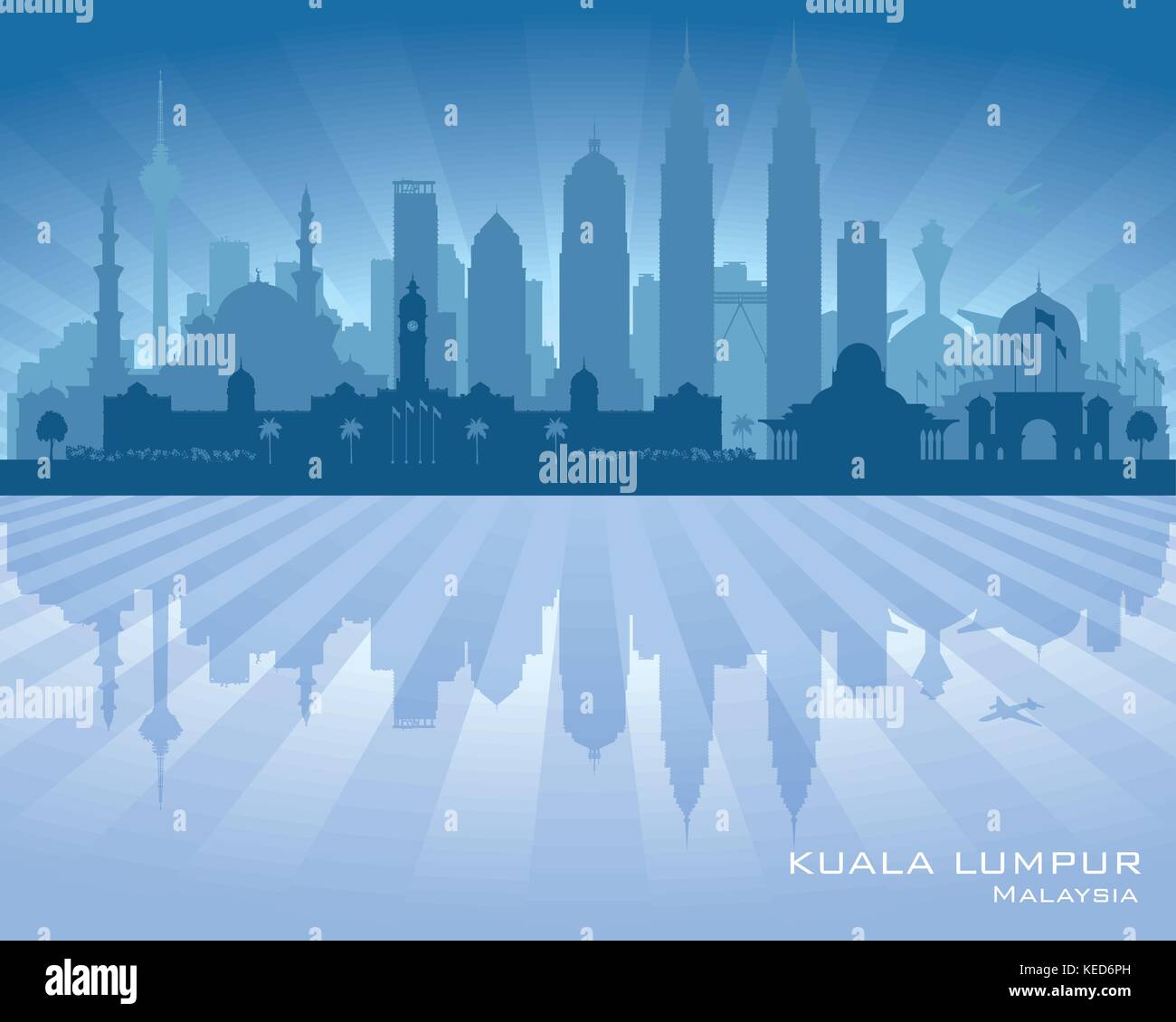 Kuala Lumpur Malaysia city skyline vector silhouette illustration Stock ...