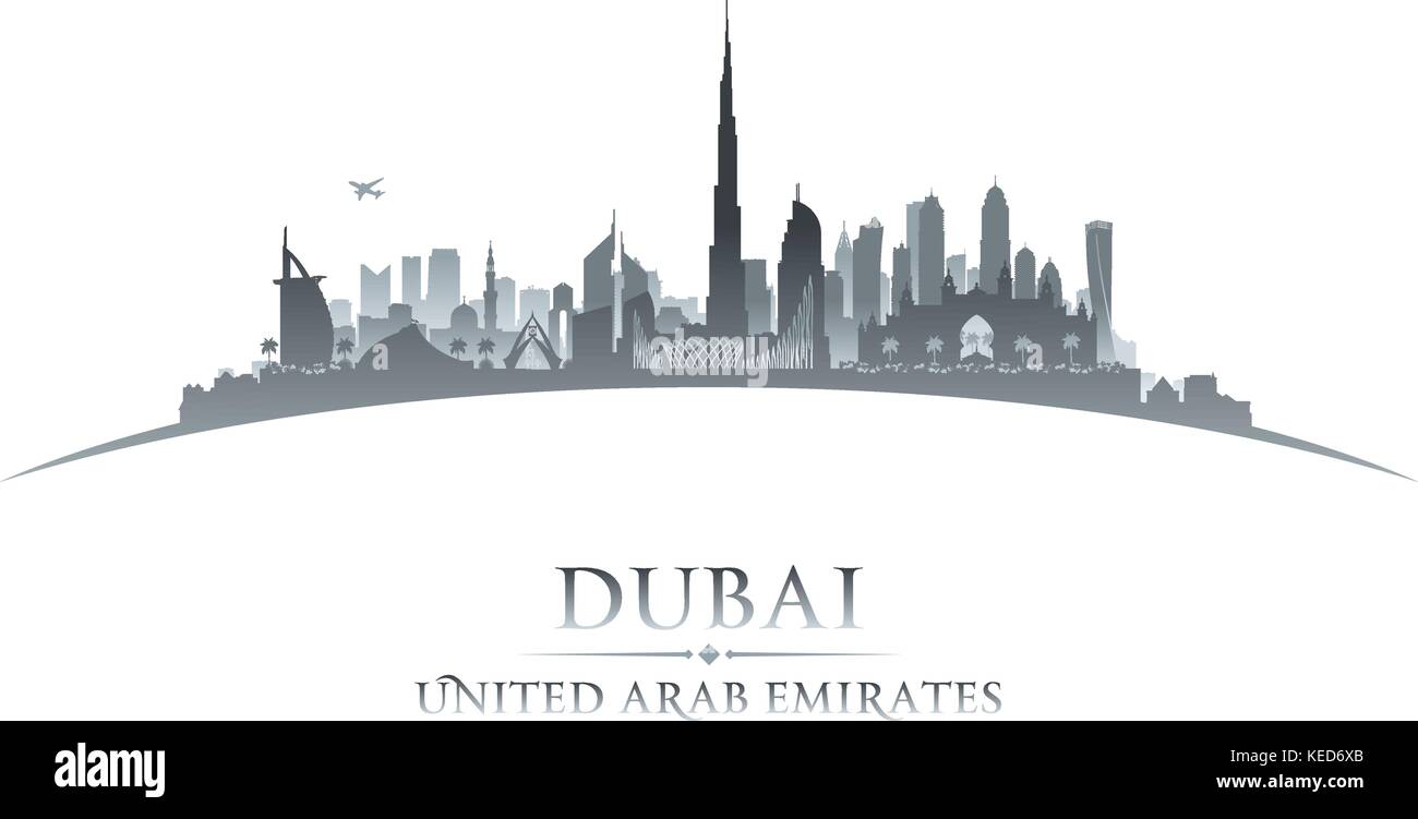 Dubai UAE city skyline silhouette. Vector illustration Stock Vector ...