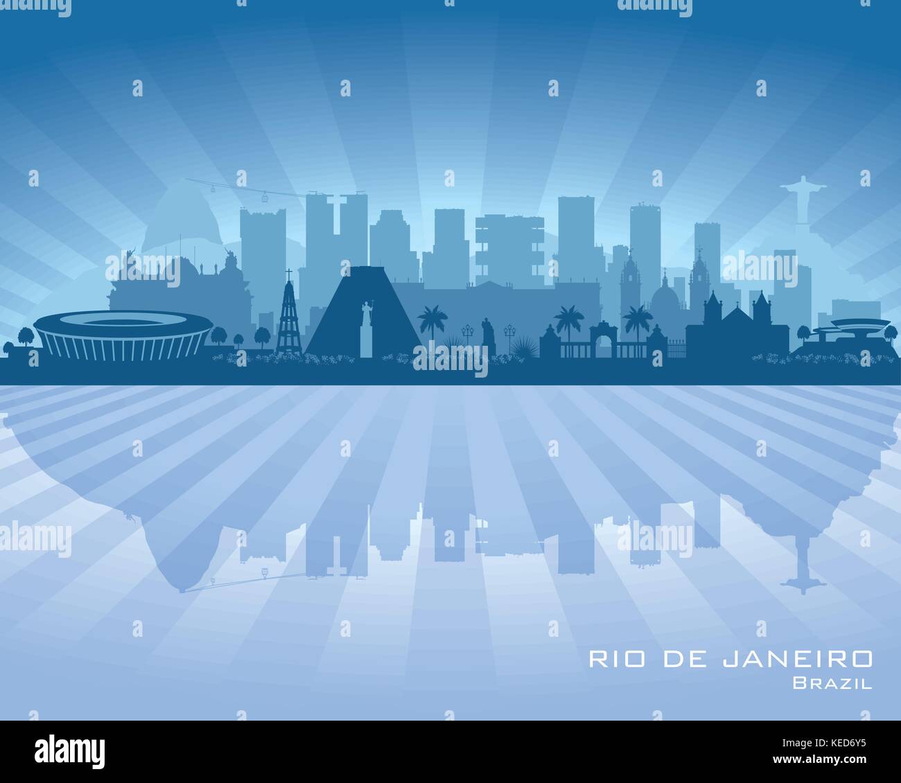Rio de Janeiro Brazil city skyline vector silhouette illustration Stock