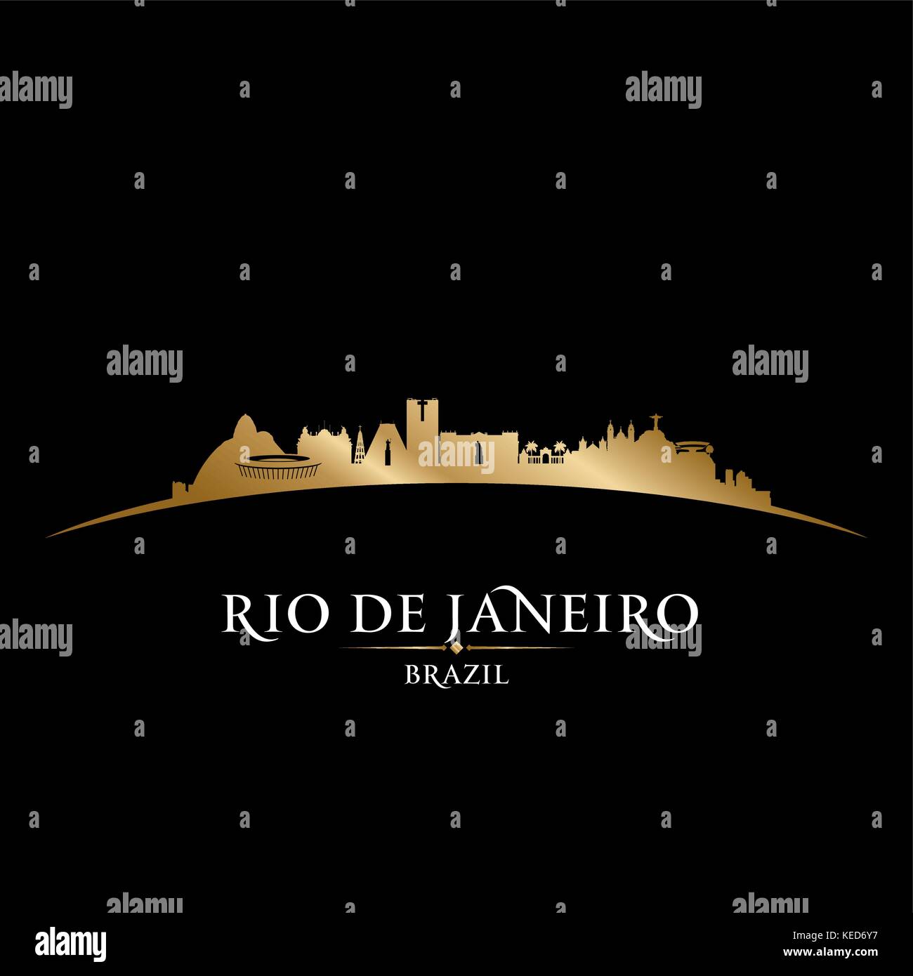 Rio de Janeiro Brazil city skyline silhouette. Vector illustration