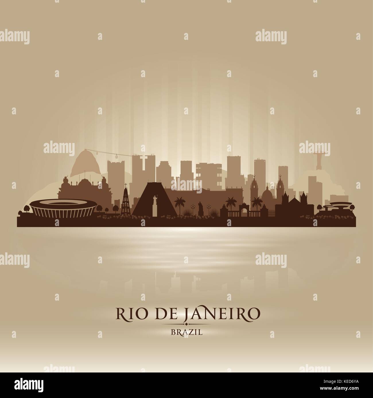 Rio de Janeiro Brazil city skyline vector silhouette illustration Stock ...