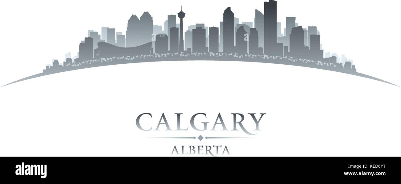 Calgary Alberta Canada city skyline silhouette. Vector illustration ...