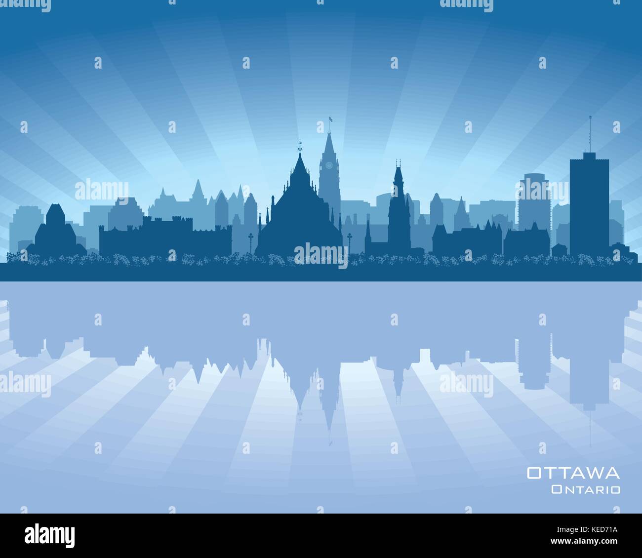 Ottawa, Canada skyline with reflection in water Stock Vector Image ...