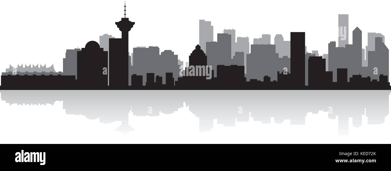 Vancouver Canada city skyline silhouette vector illustration Stock ...
