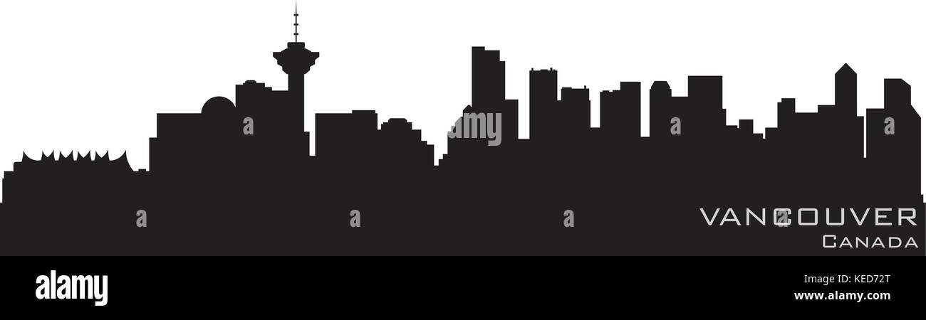 Vancouver, Canada skyline. Detailed vector silhouette Stock Vector ...