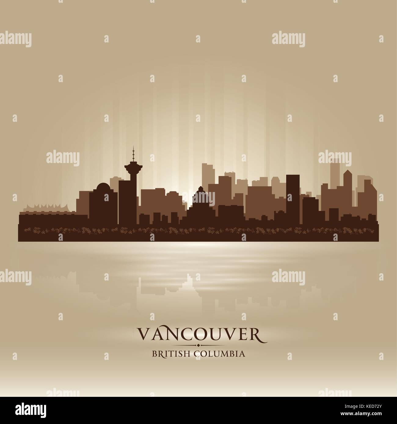 Vancouver British Columbia skyline city silhouette. Vector illustration Stock Vector