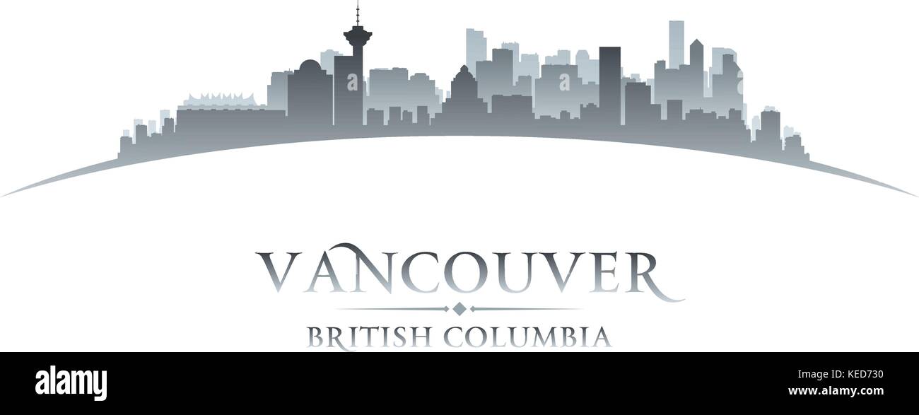 Vancouver British Columbia Canada city skyline silhouette. Vector ...