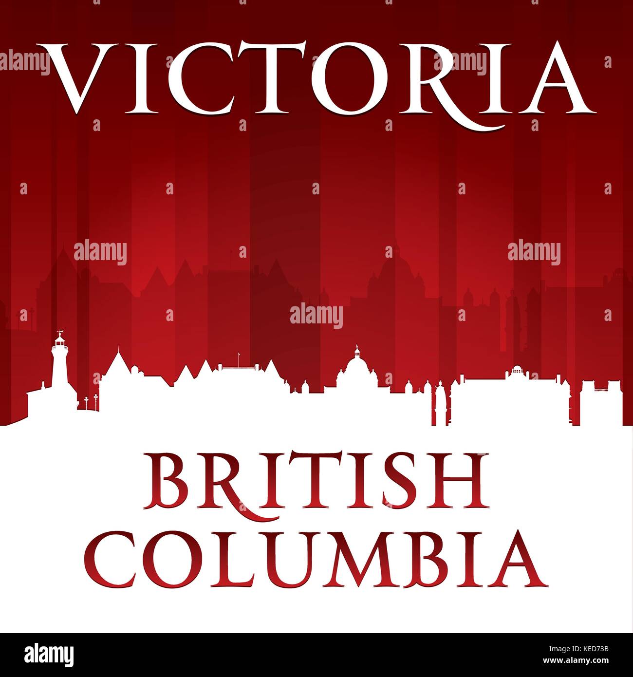Victoria British Columbia Canada city skyline silhouette. Vector illustration Stock Vector
