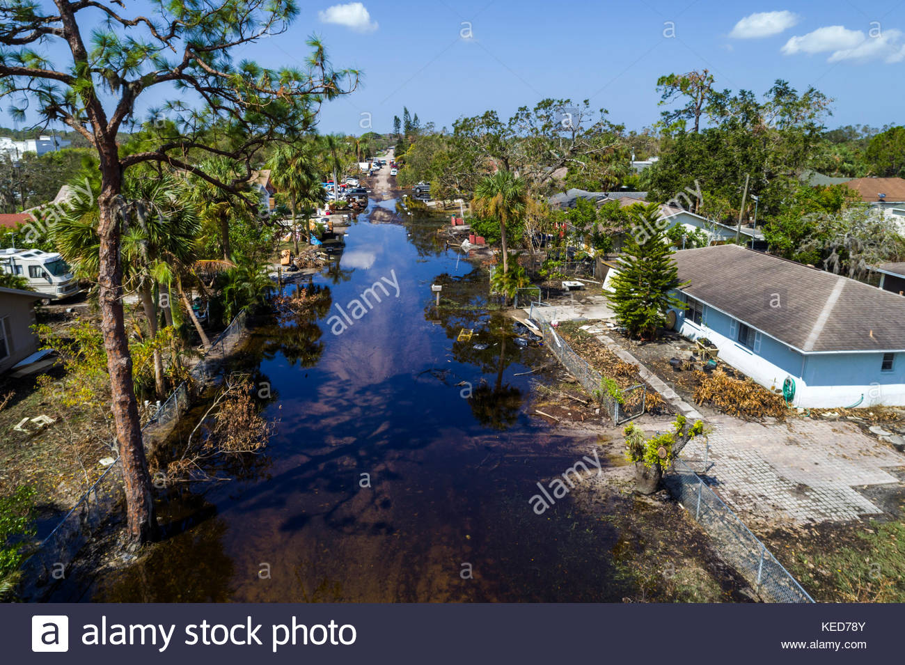 Florida, FL South, Bonita Springs, Chapman Avenue Quinn Street, flooding, Hurricane Irma, sightseeing visitors travel traveling tour tourist tourism l Stock Photo