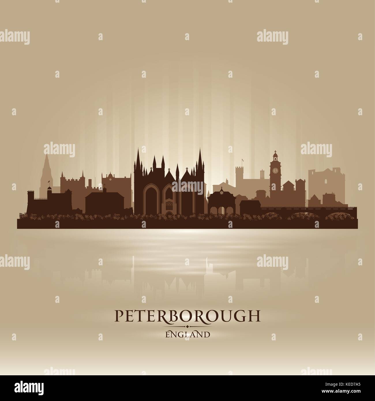 Peterborough England city skyline silhouette. Vector illustration Stock ...