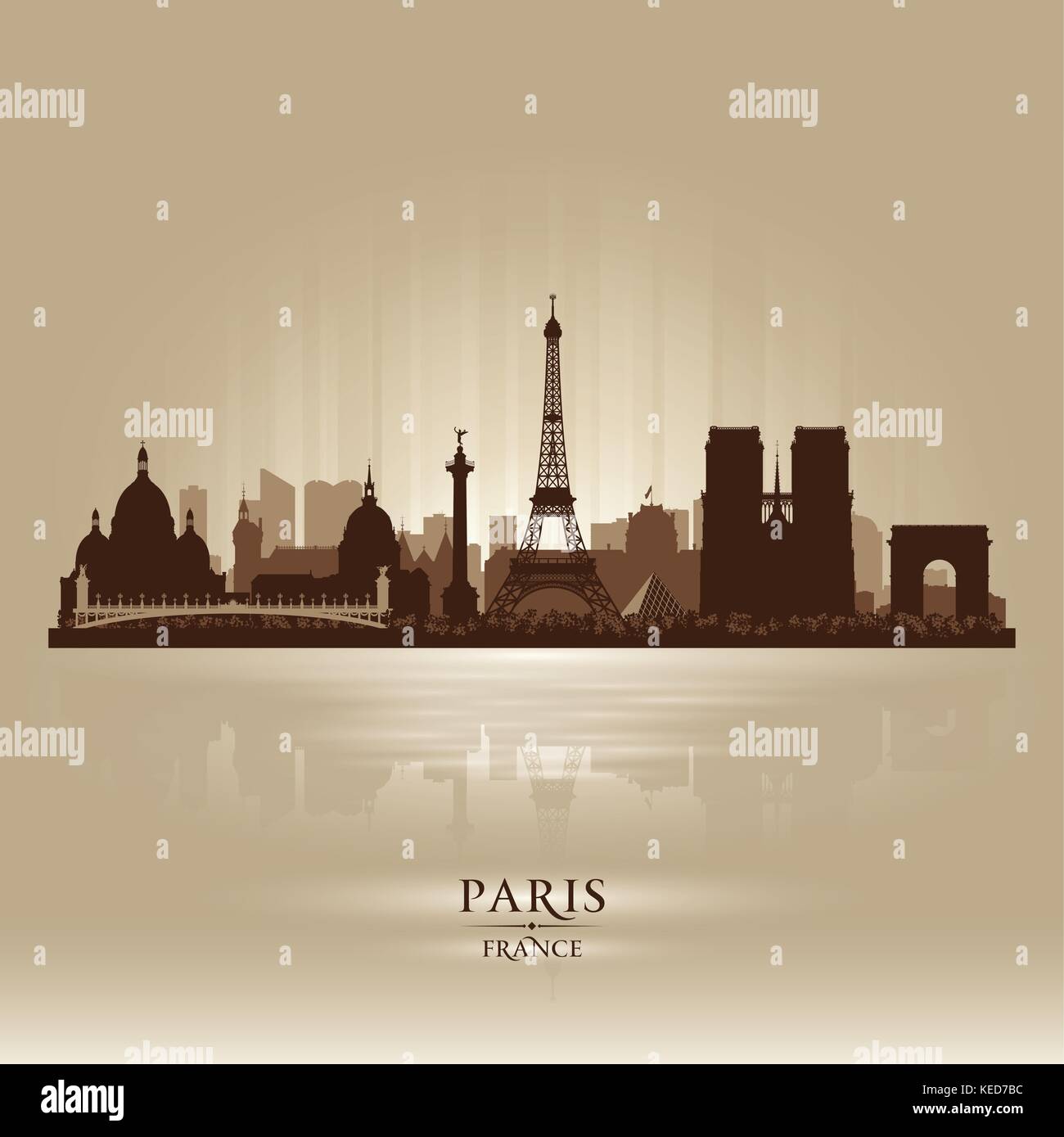 Paris France city skyline vector silhouette illustration Stock Vector ...