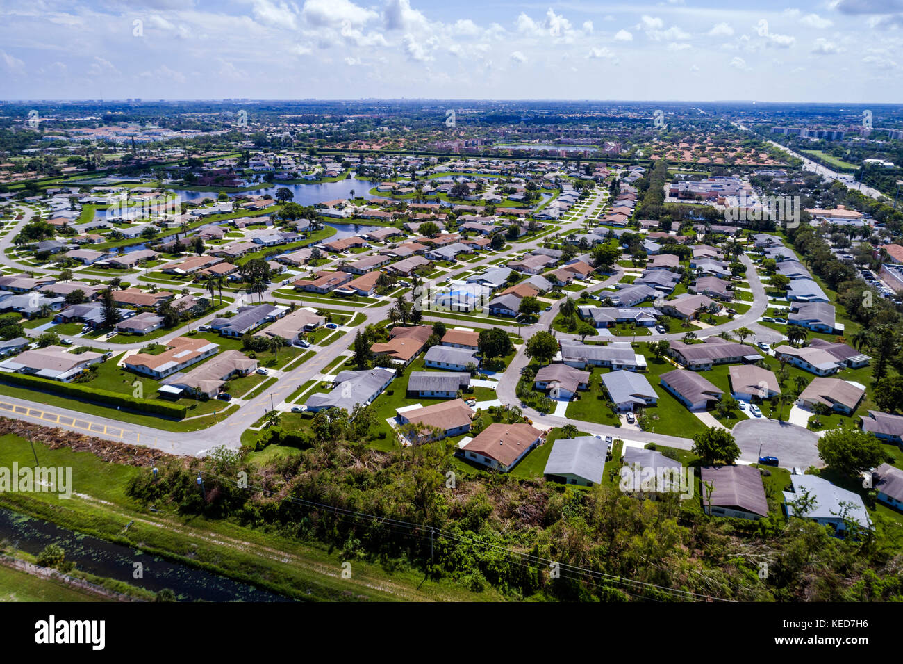 Delray Beach Florida,aerial overhead view,residential neighborhood houses homes,FL17092840d Stock Photo